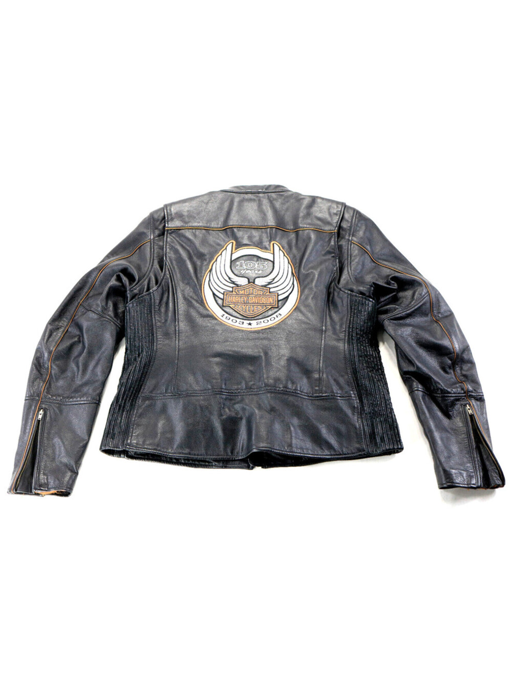 harley davidson 105th Anniversary jacket L black leather 1903 soft zip snap bar